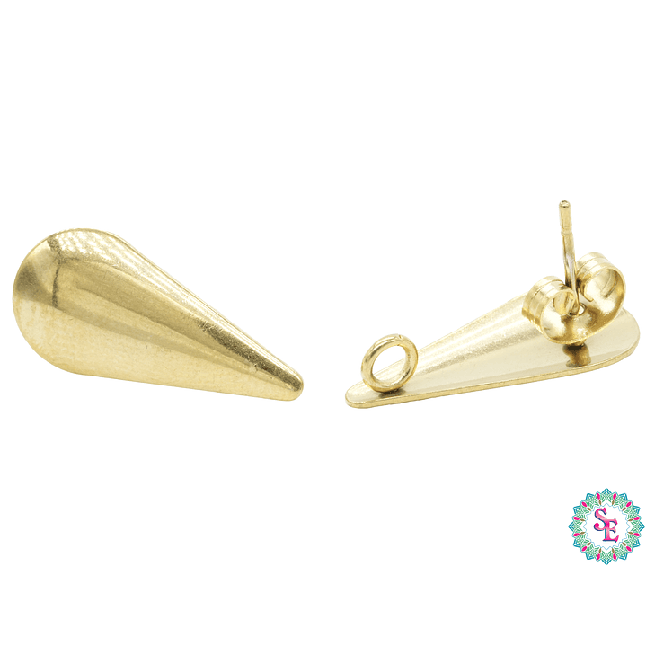 TOPO ACERO DORADO  LAGRIMA MEDIANA 16*12MM 1