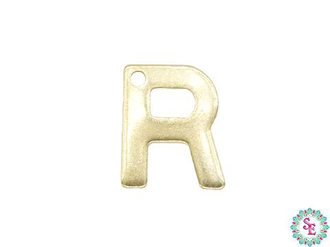 ACERO DORADO ABECEDARIO DIJE LETRA R  11MM