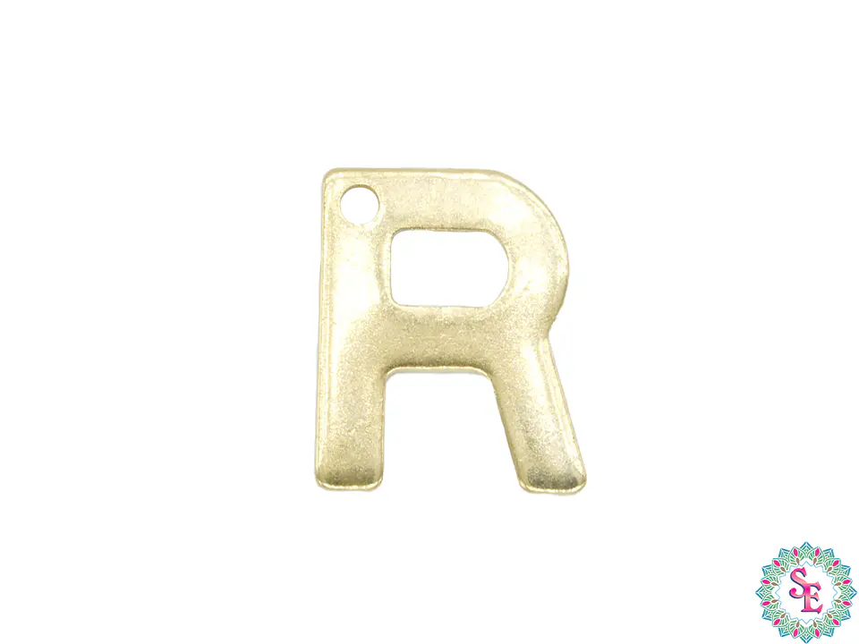 ACERO DORADO ABECEDARIO DIJE LETRA R  11MM 1