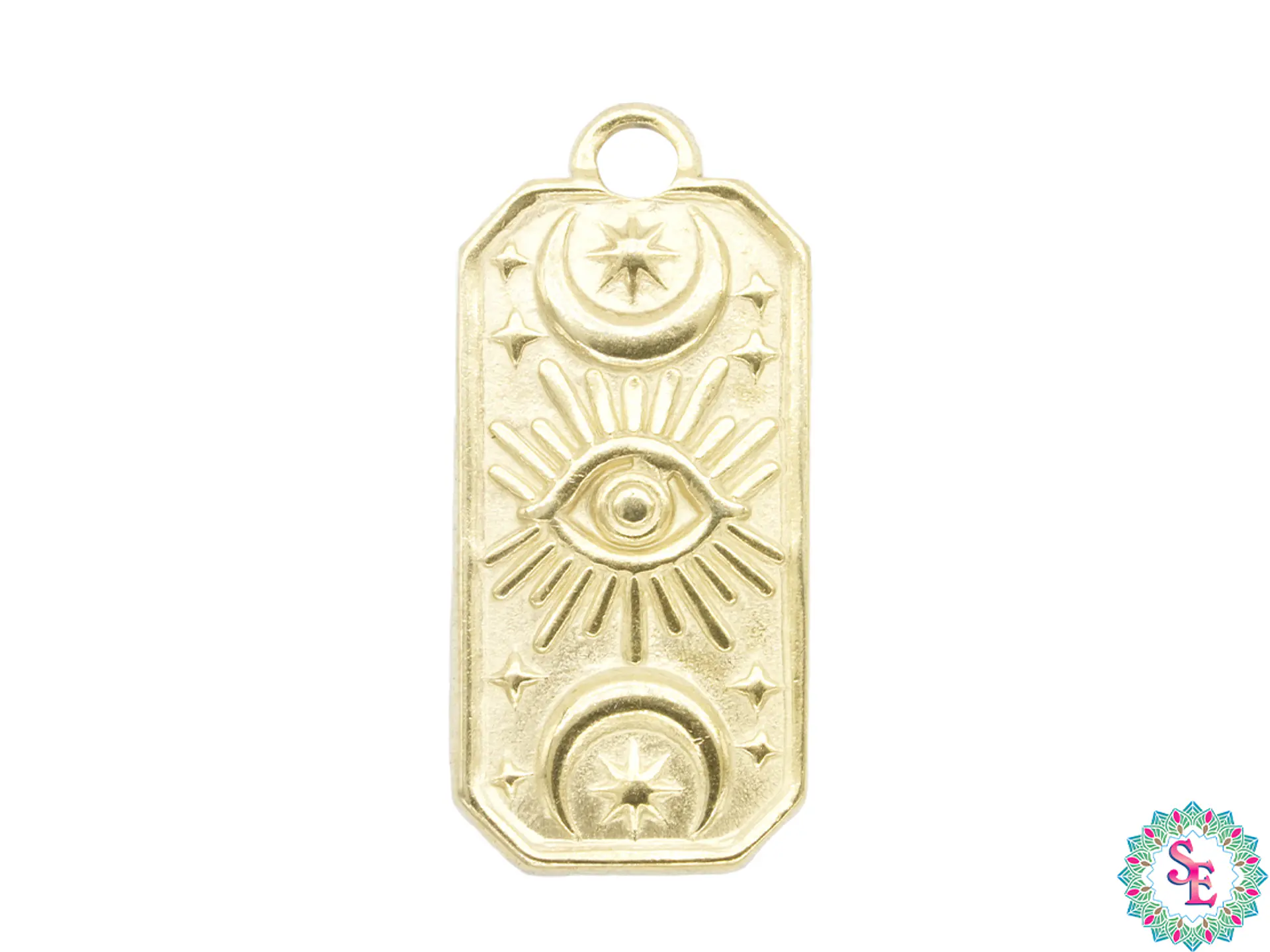 ACERO DORADO DIJE RECTANGULO OJO LUNA SOL 22*10MM 1