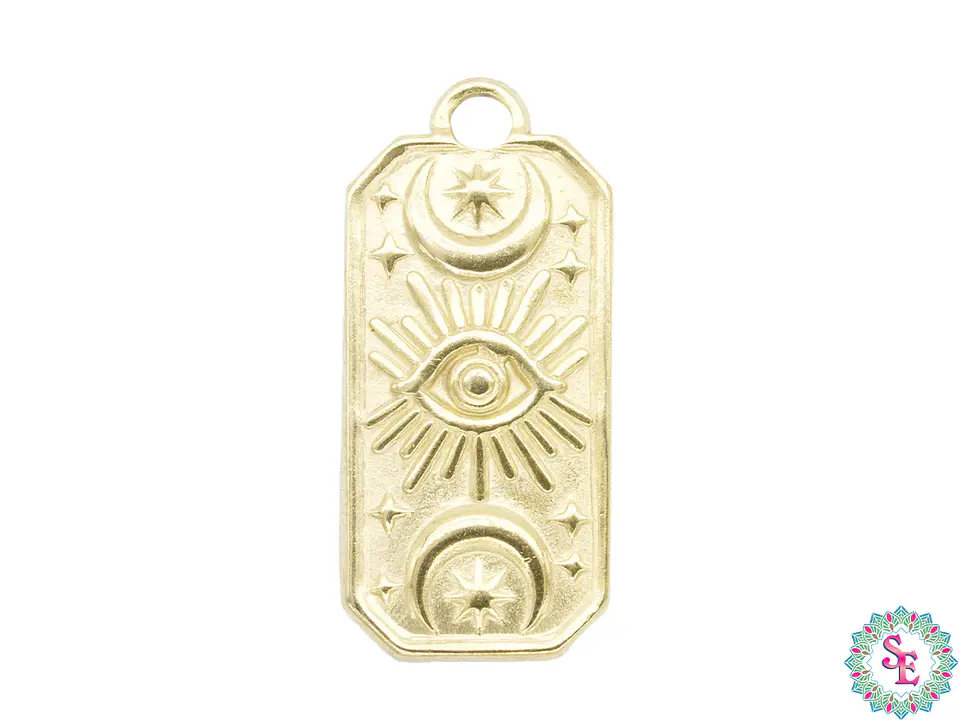 ACERO DORADO DIJE RECTANGULO OJO LUNA SOL 22*10MM 1
