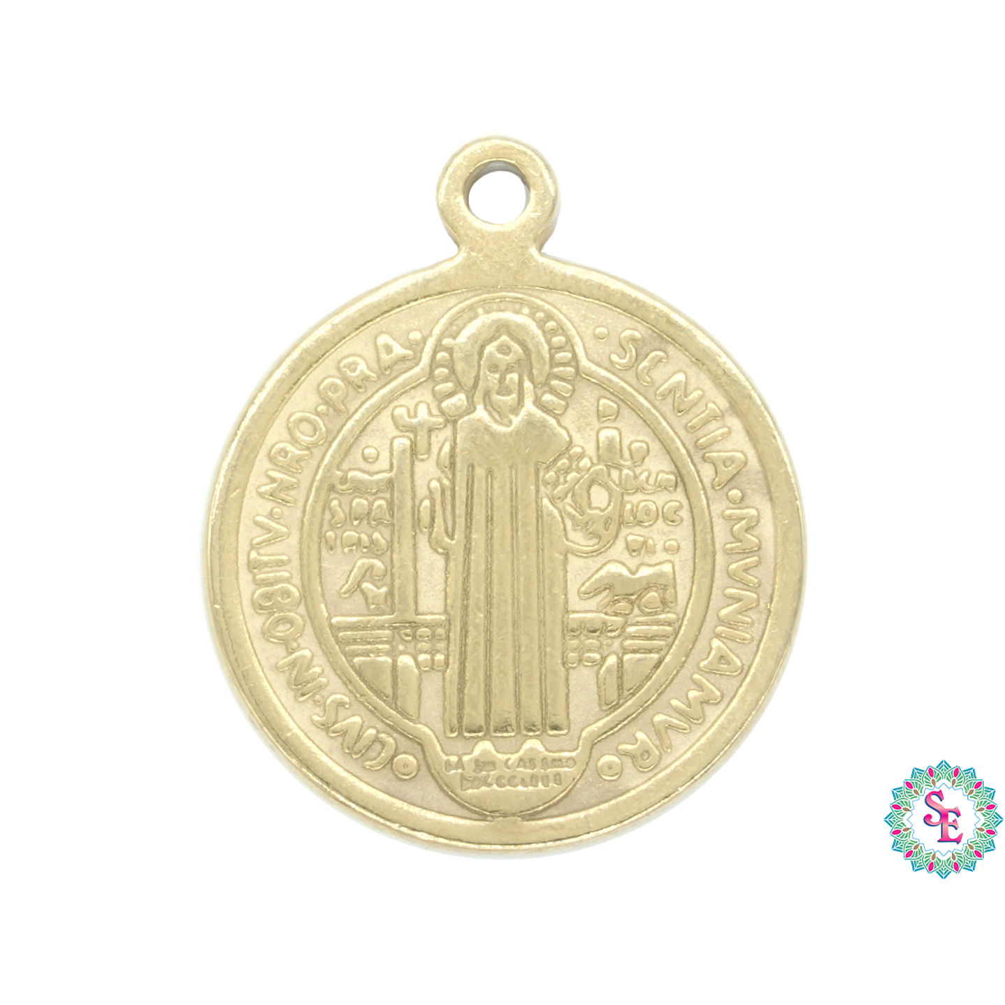 ACERO DORADO DIJE SAN BENITO 18MM 1