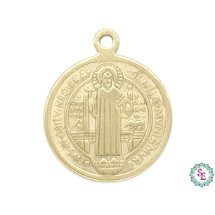 ACERO DORADO DIJE SAN BENITO 18MM