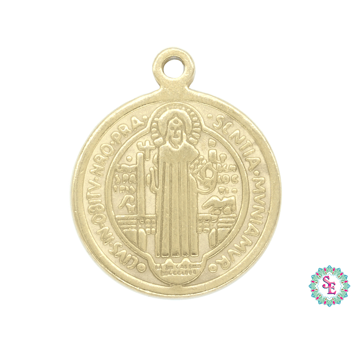 ACERO DORADO DIJE SAN BENITO 18MM 1