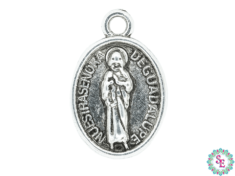 SAMAK PLATEADA DIJE SAN JUDAS TADEO / VIRGEN GUADALUPE 17MM