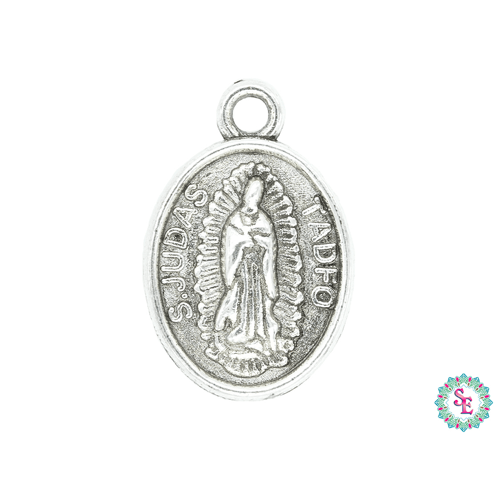 SAMAK PLATEADA DIJE SAN JUDAS TADEO / VIRGEN GUADALUPE 17MM 2