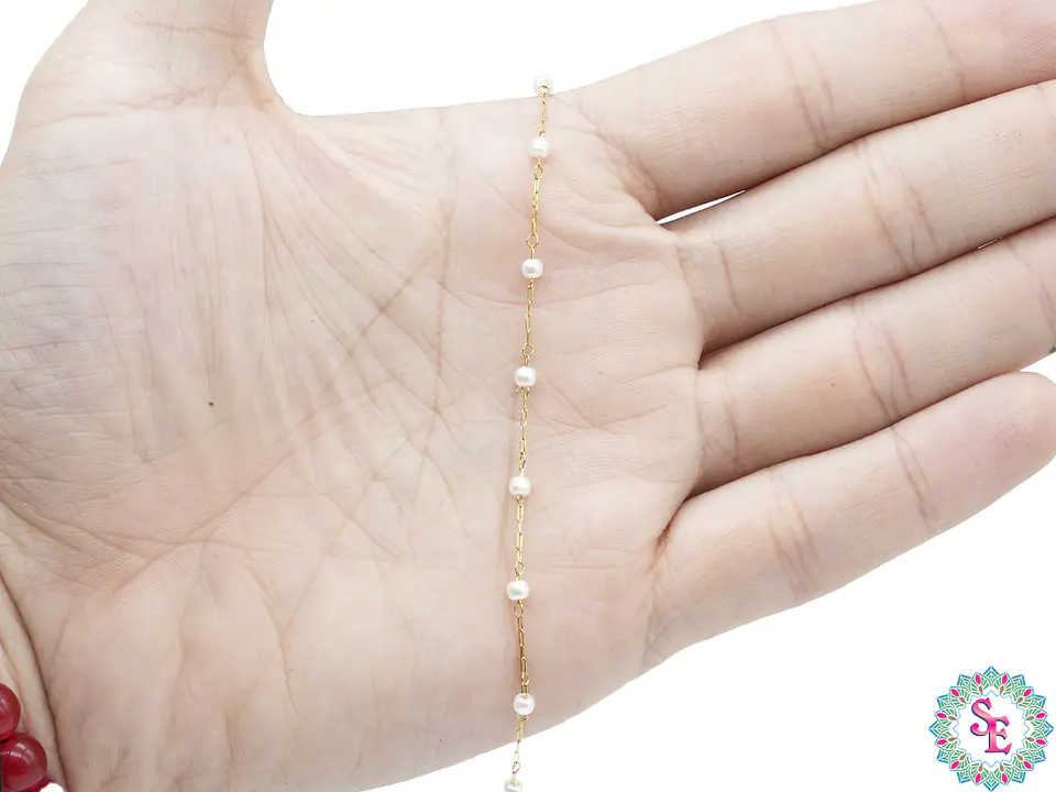 ACERO DORADO CADENA SEPARADOR PERLA 3.0MM 2