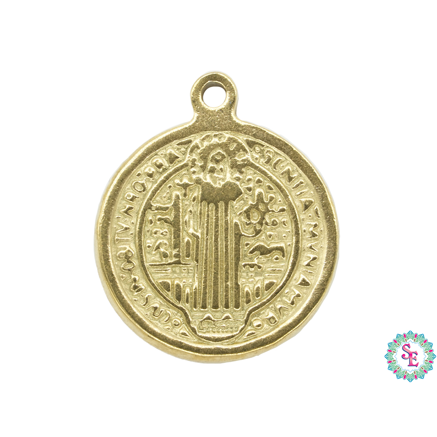 ACERO DORADO DIJE SAN BENITO 12MM 1