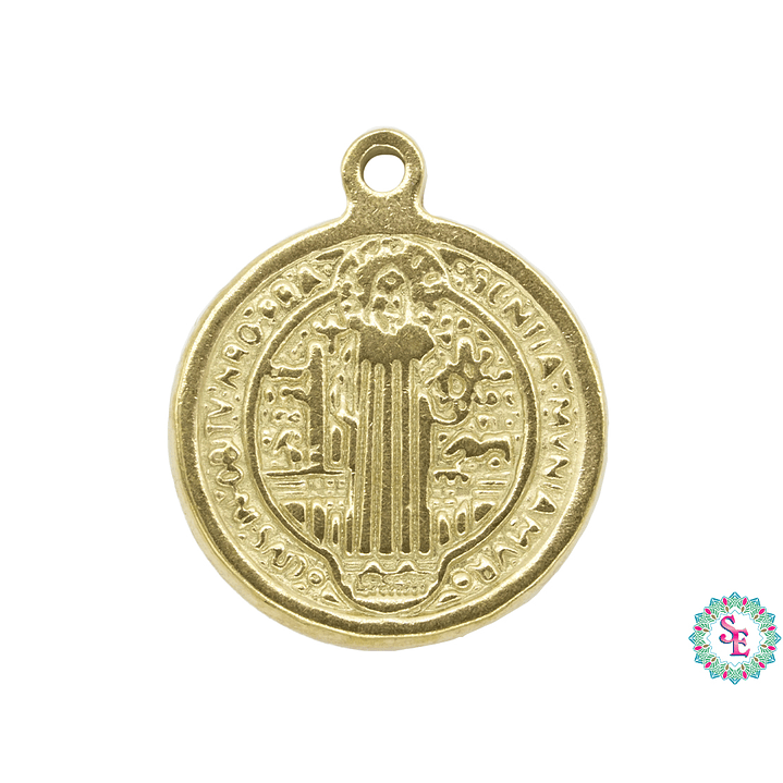 ACERO DORADO DIJE SAN BENITO 12MM 1