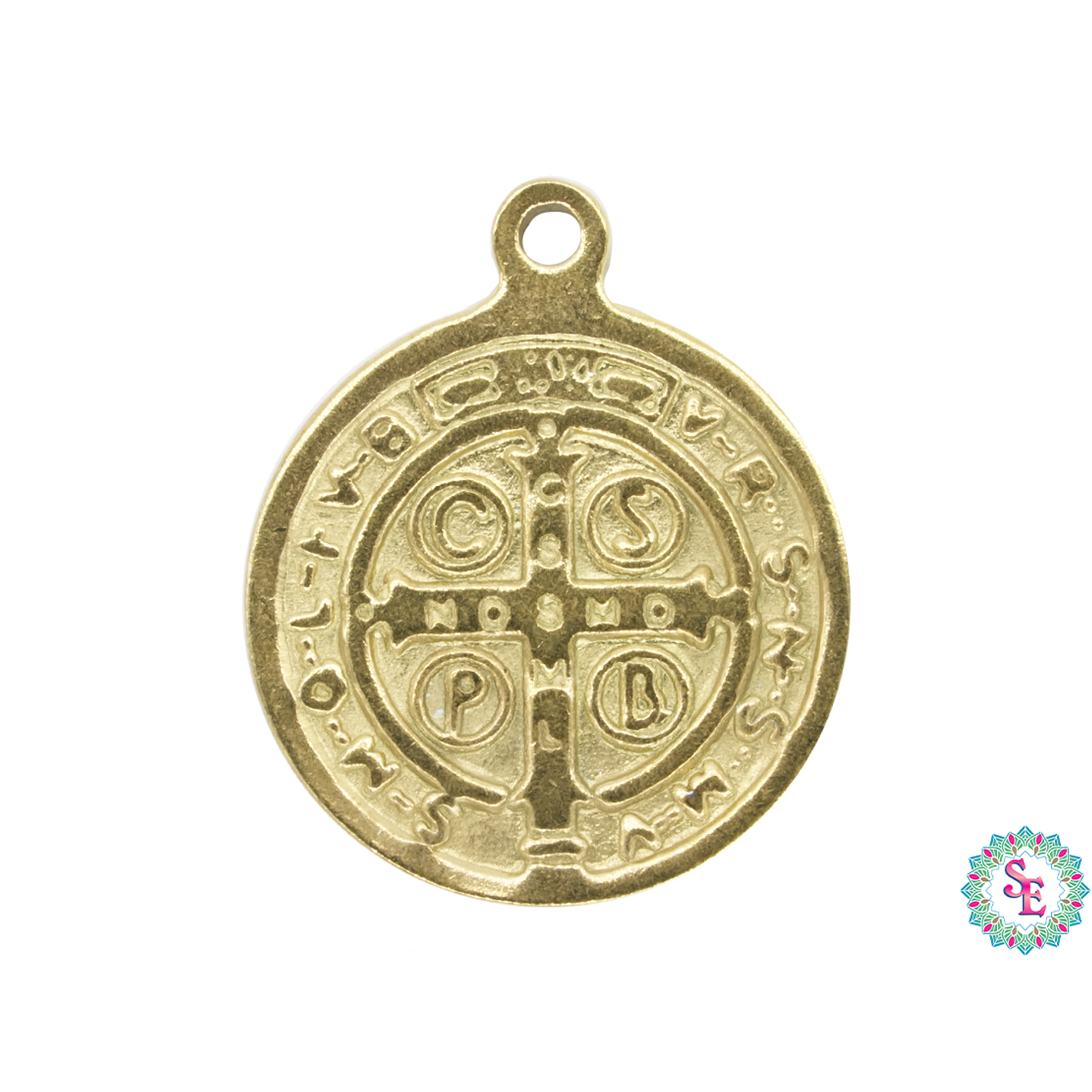 ACERO DORADO DIJE SAN BENITO 12MM 2