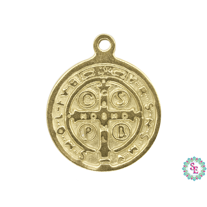 ACERO DORADO DIJE SAN BENITO 12MM 2