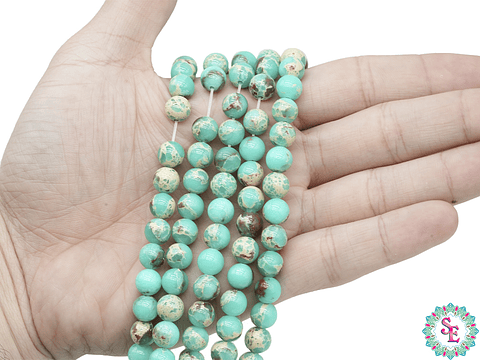 PIEDRA NATURAL LISA JASPER IMPERIAL VERDE MENTA CLARO 8MM