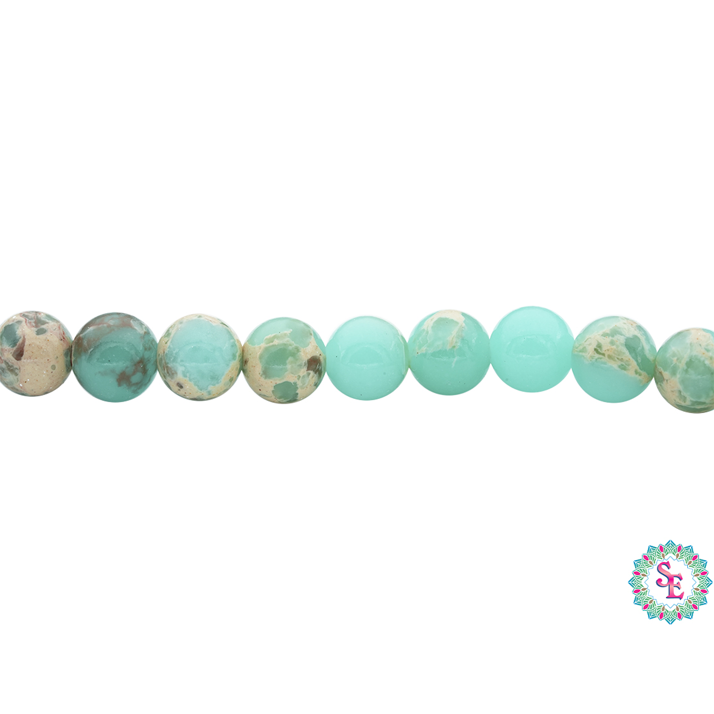 PIEDRA NATURAL LISA JASPER IMPERIAL VERDE MENTA CLARO # 6MM 1