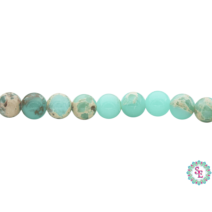 PIEDRA NATURAL LISA JASPER IMPERIAL VERDE MENTA CLARO # 6MM 1