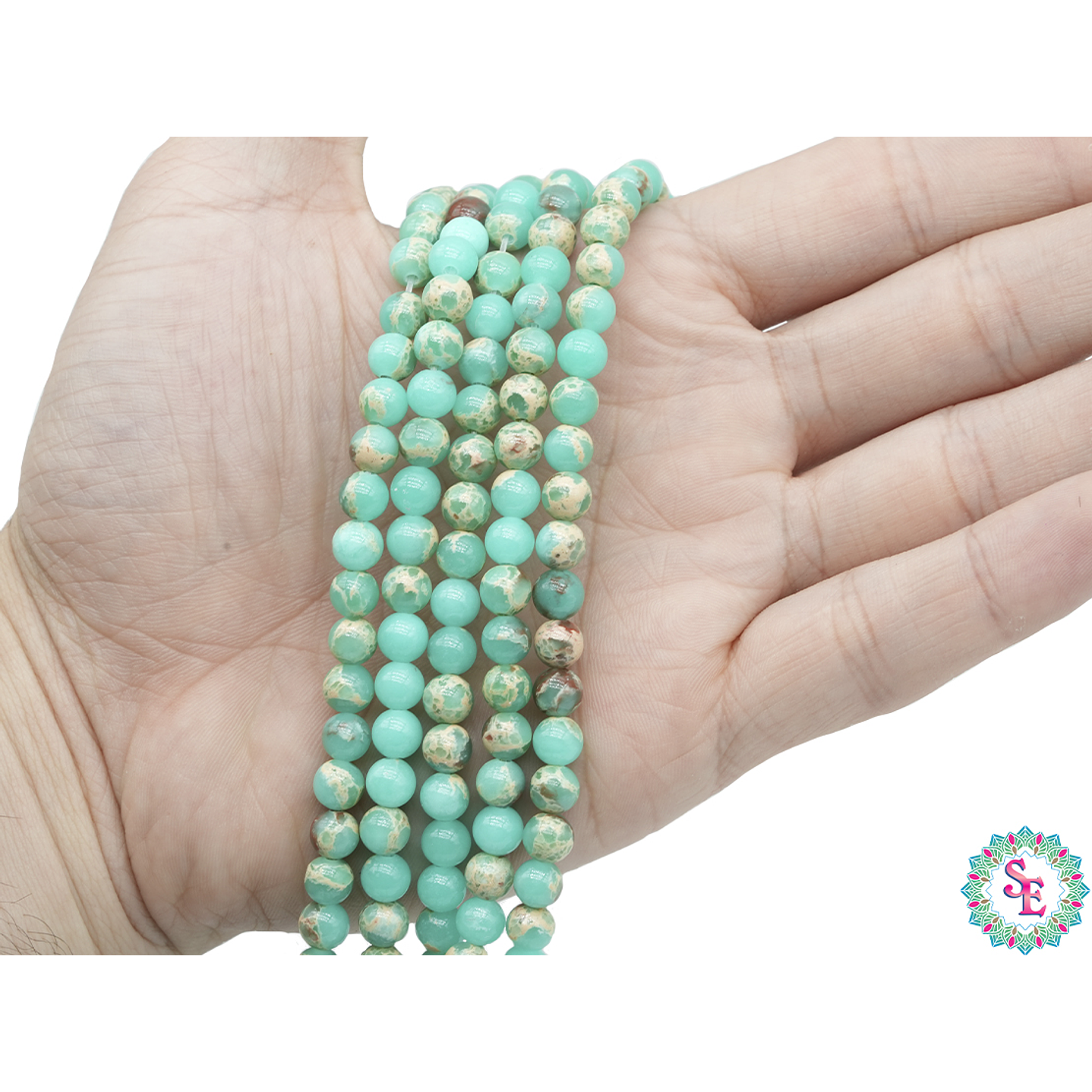 PIEDRA NATURAL LISA JASPER IMPERIAL VERDE MENTA CLARO # 6MM 2