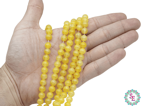 PIEDRA NATURAL LISA AGATA CRAQUELADA AMARILLA # 8MM 