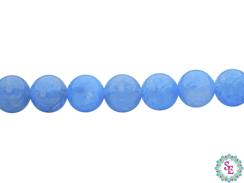 PIEDRA NATURAL LISA AGATA CRAQUELADA AZUL REY # 8MM 