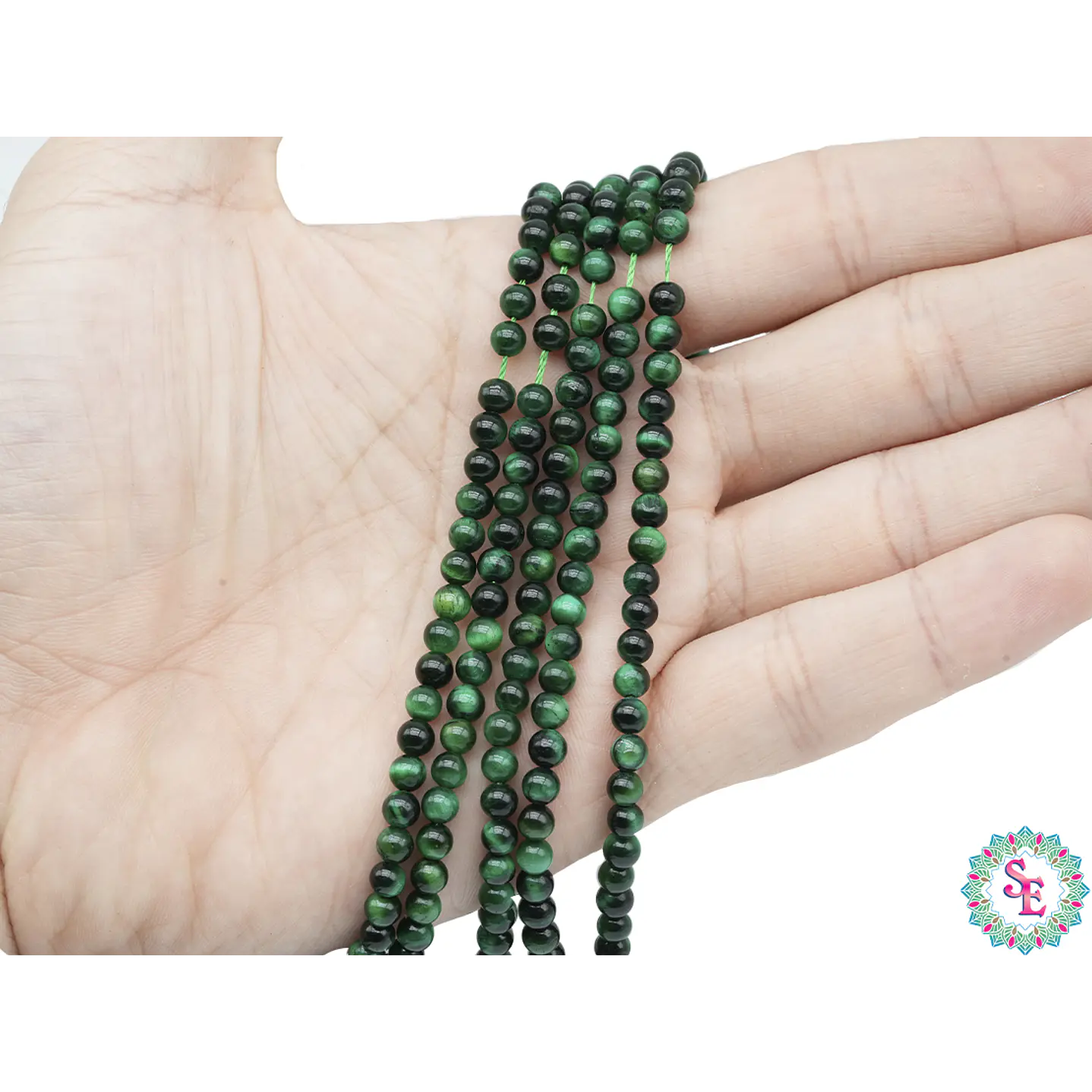 PIEDRA NATURAL LISA OJO DE TIGRE VERDE # 4MM 2