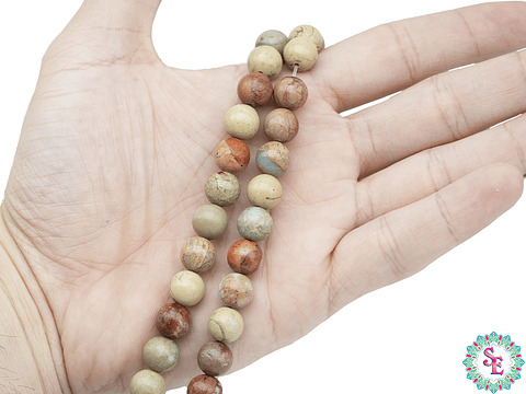 PIEDRA NATURAL REDONDA JASPER SERPENTINA # 10MM