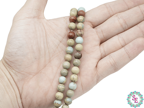 PIEDRA NATURAL LISA JASPER SERPENTINA # 8MM