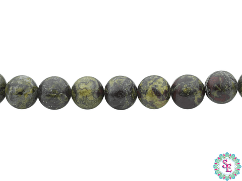 PIEDRA NATURAL LISA DRAGON BLOODSTONE ( SANGRE DE DRAGON ) # 6MM