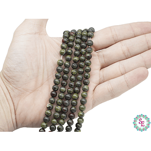 PIEDRA NATURAL LISA DRAGON BLOODSTONE ( SANGRE DE DRAGON ) # 6MM