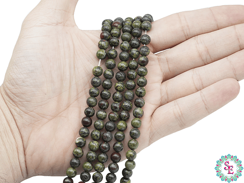 PIEDRA NATURAL LISA DRAGON BLOODSTONE ( SANGRE DE DRAGON ) # 6MM