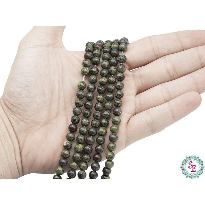 PIEDRA NATURAL LISA DRAGON BLOODSTONE ( SANGRE DE DRAGON ) # 6MM 2