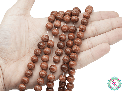 PIEDRA NATURAL LISA LLUVIA DE ORO # 10MM