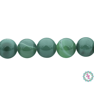 PIEDRA NATURAL LISA AGATA VERDE OSCURA # 10MM