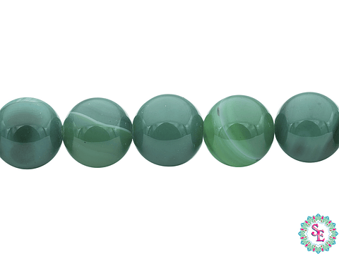 PIEDRA NATURAL LISA AGATA VERDE OSCURA # 10MM