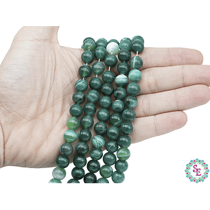 PIEDRA NATURAL LISA AGATA VERDE OSCURA # 10MM