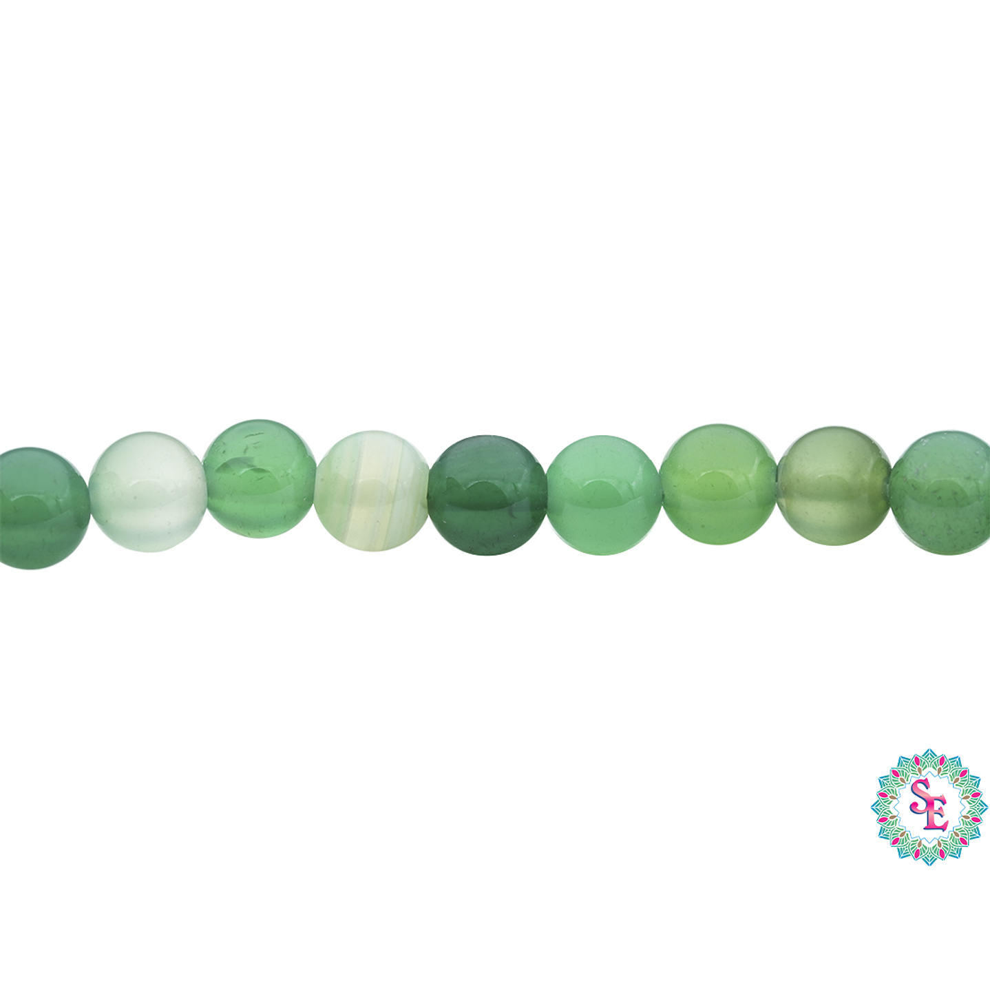 PIEDRA NATURAL LISA AGATA VERDE OSCURA # 6MM 1