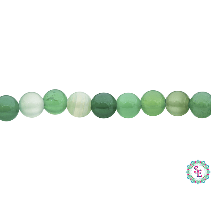 PIEDRA NATURAL LISA AGATA VERDE OSCURA # 6MM 1