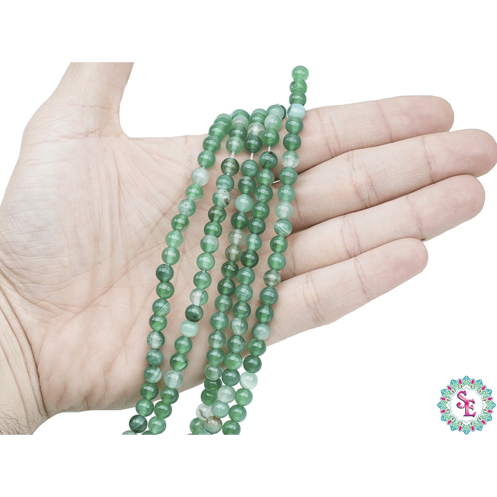 PIEDRA NATURAL LISA AGATA VERDE OSCURA # 6MM 2