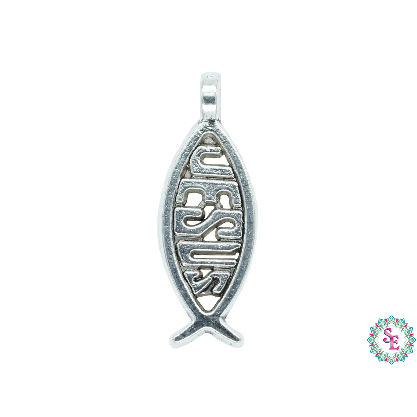SAMAK PLATEADA DIJE 88JESUS MEDIANO 18MM PAQUETE POR 32 UNIDADES APROX 1