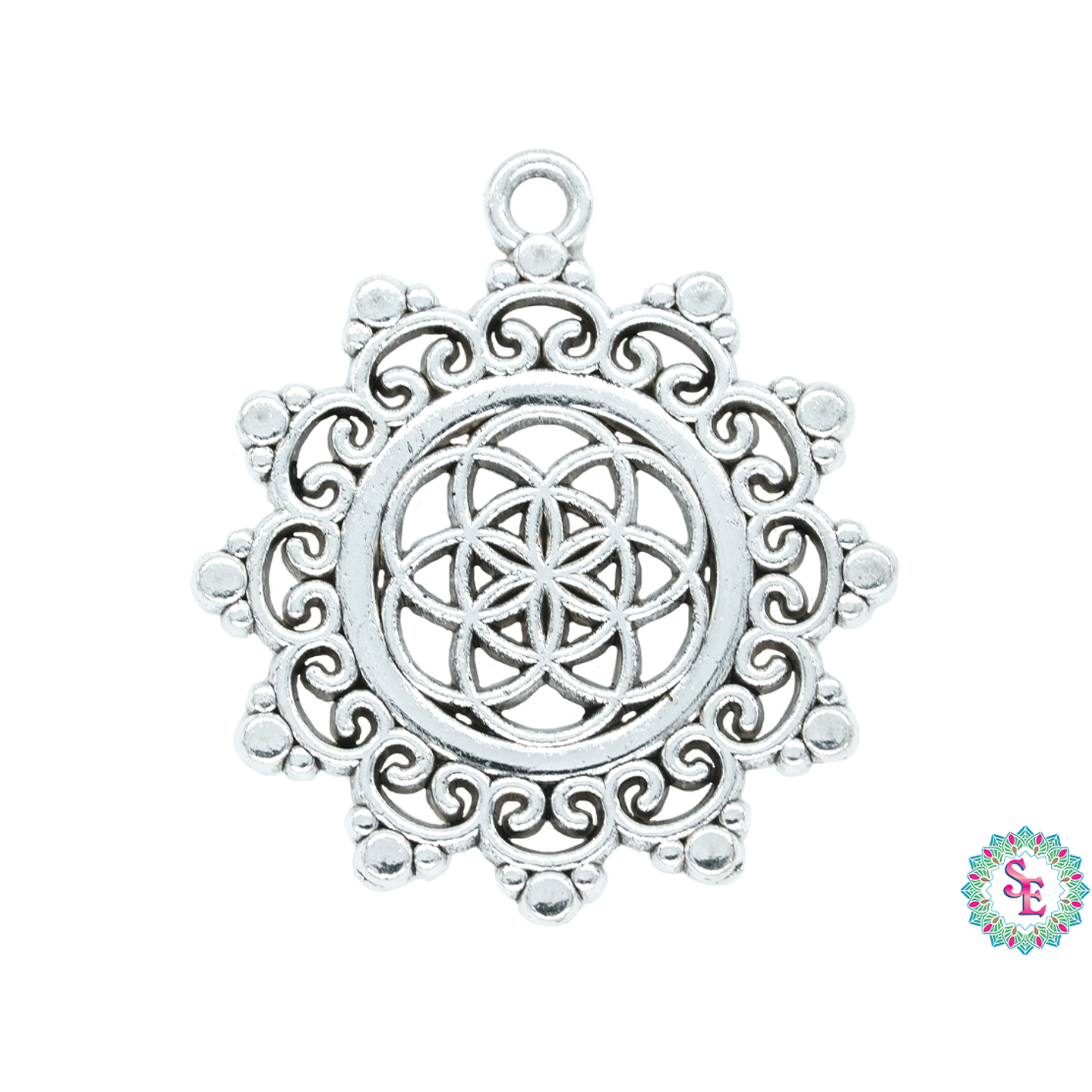 SAMAK PLATEADA DIJE 111 LA SEMILLA DE LA VIDA 34 MM 1