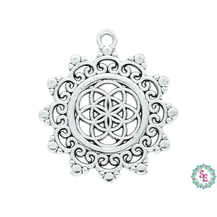 SAMAK PLATEADA DIJE 111 LA SEMILLA DE LA VIDA 34 MM