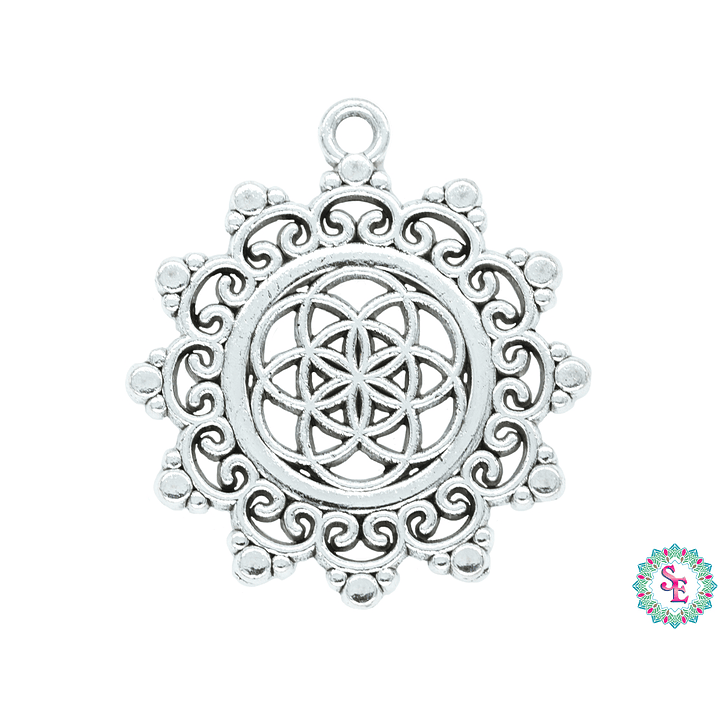 SAMAK PLATEADA DIJE 111 LA SEMILLA DE LA VIDA 34 MM 1