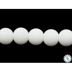 CRISTAL VIDRIO REDONDO LISO BLANCO # 8MM