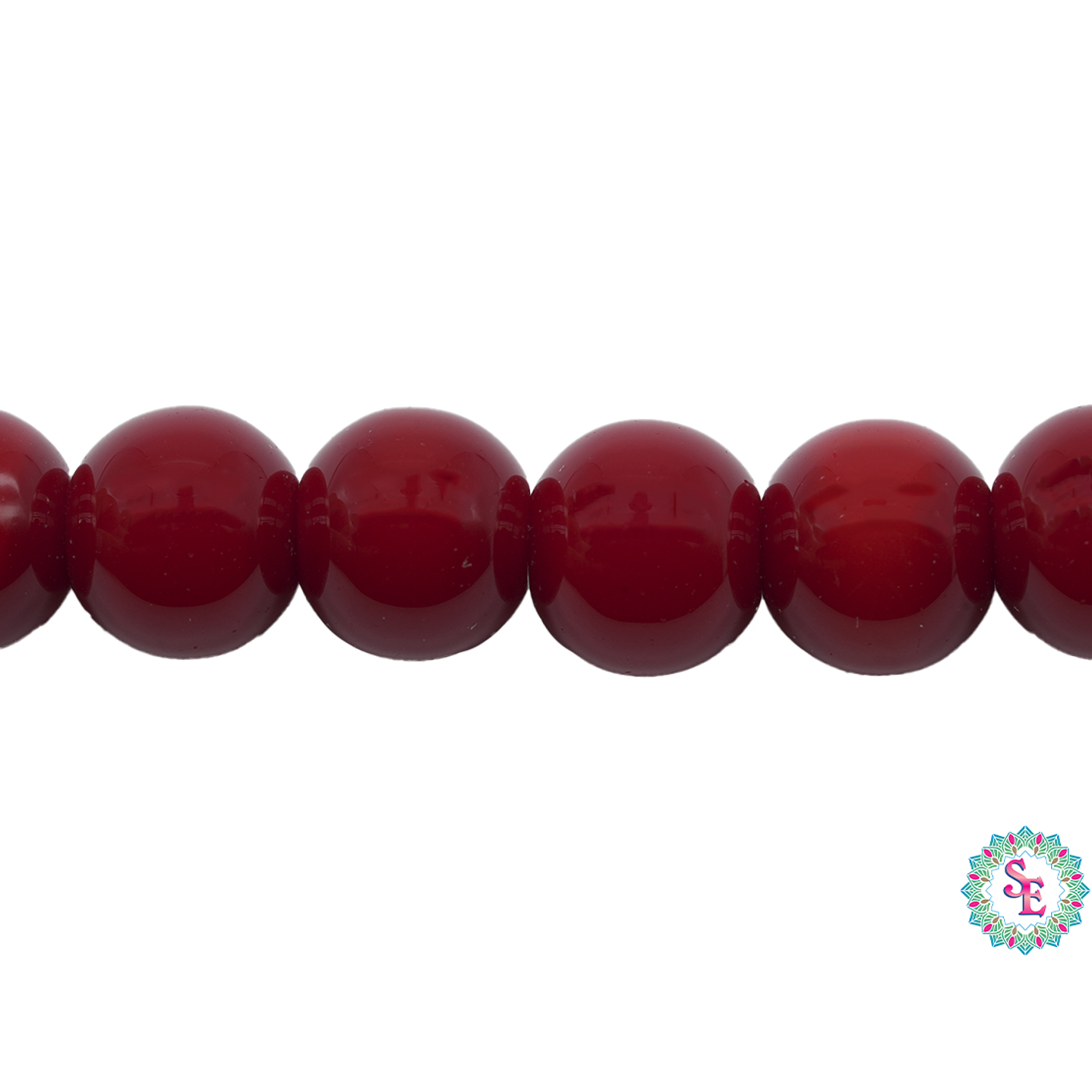 CRISTAL VIDRIO REDONDO LISO ROJO # 8MM 1