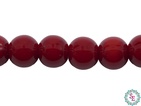 CRISTAL VIDRIO REDONDO LISO ROJO # 8MM