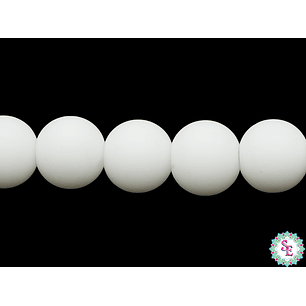 CRISTAL VIDRIO REDONDO LISO BLANCO MATE # 8MM