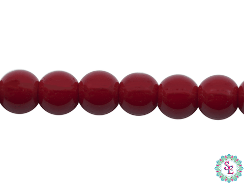 CRISTAL VIDRIO REDONDO LISO ROJO # 6MM