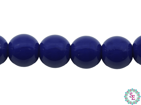 CRISTAL VIDRIO REDONDO LISO AZUL REY # 8MM