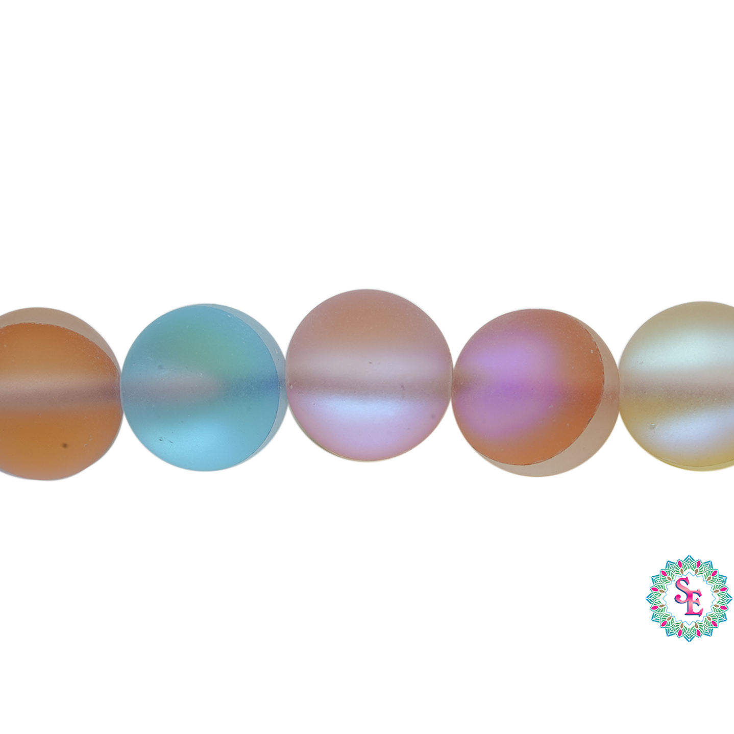 CRISTAL VIDRIO PIEDRA REDONDA LISA LUNAR MIX #8MM  1