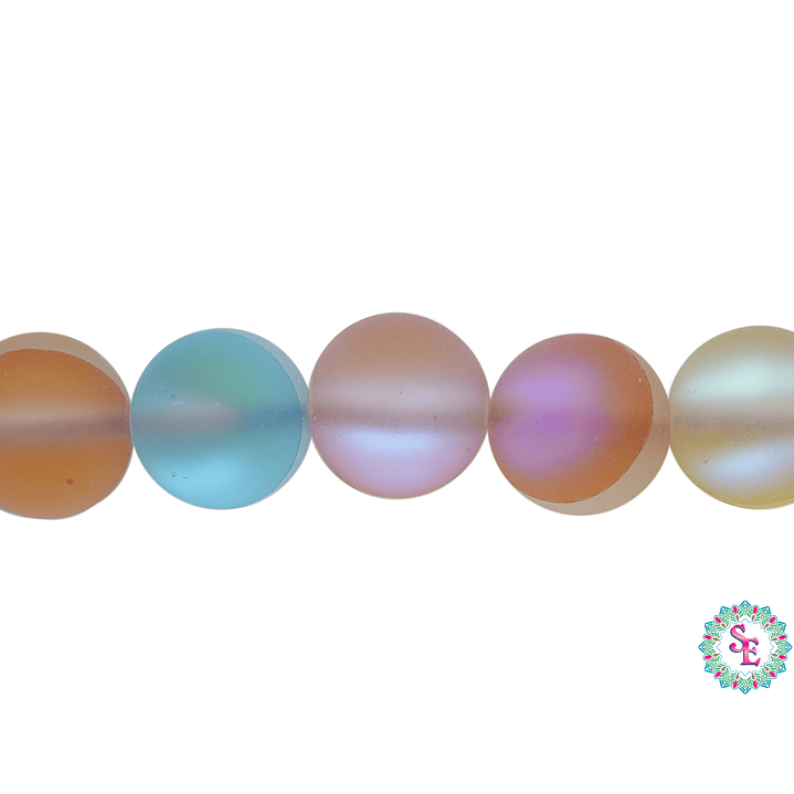 CRISTAL VIDRIO PIEDRA REDONDA LISA LUNAR MIX #8MM  1