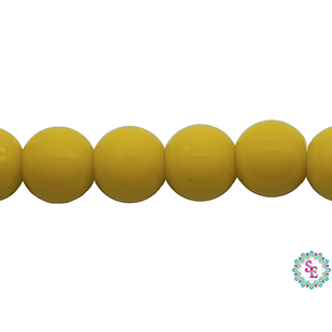 CRISTAL VIDRIO REDONDO LISO AMARILLO # 8MM