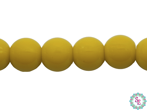 CRISTAL VIDRIO REDONDO LISO AMARILLO # 8MM