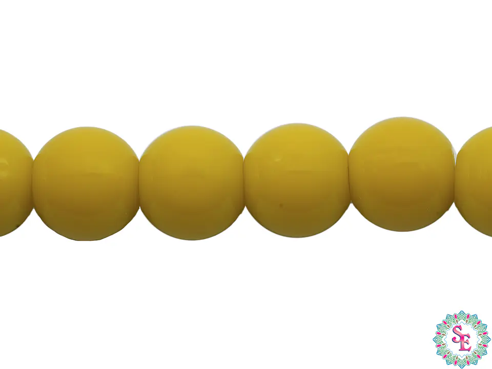 CRISTAL VIDRIO REDONDO LISO AMARILLO # 8MM 1